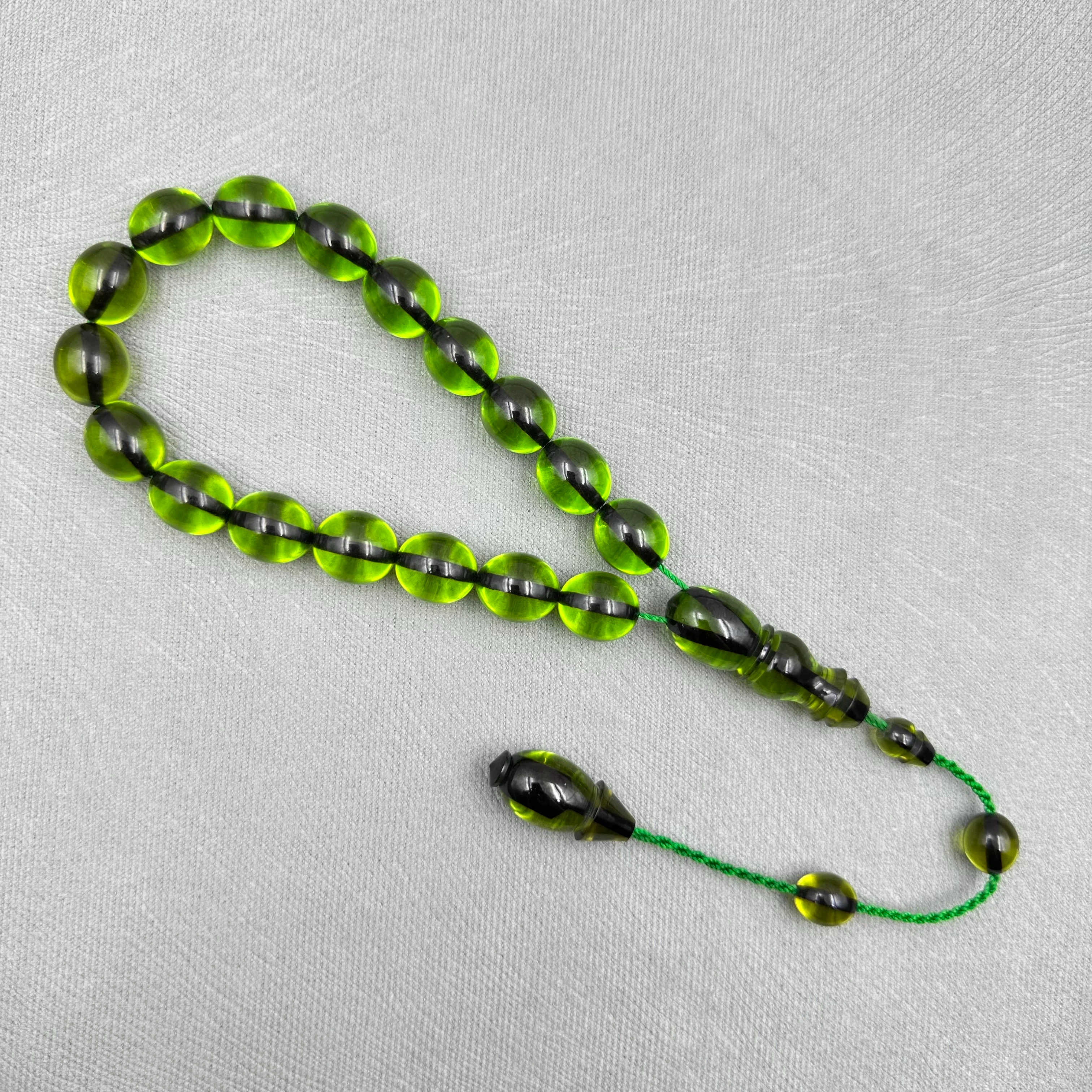 Enes ABDO Usta İşçilikli Beyzi Kesim Yeşil Maskot Efe Boy Ateş Kehribar Tespih